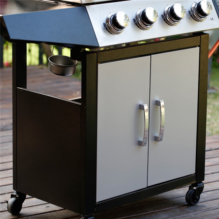 48,000 BTU 4+1 Burners Patio Garden Stainless Steel Barbecue Grill BBQ Gas Grill with a Side Burner and a Side Table-4