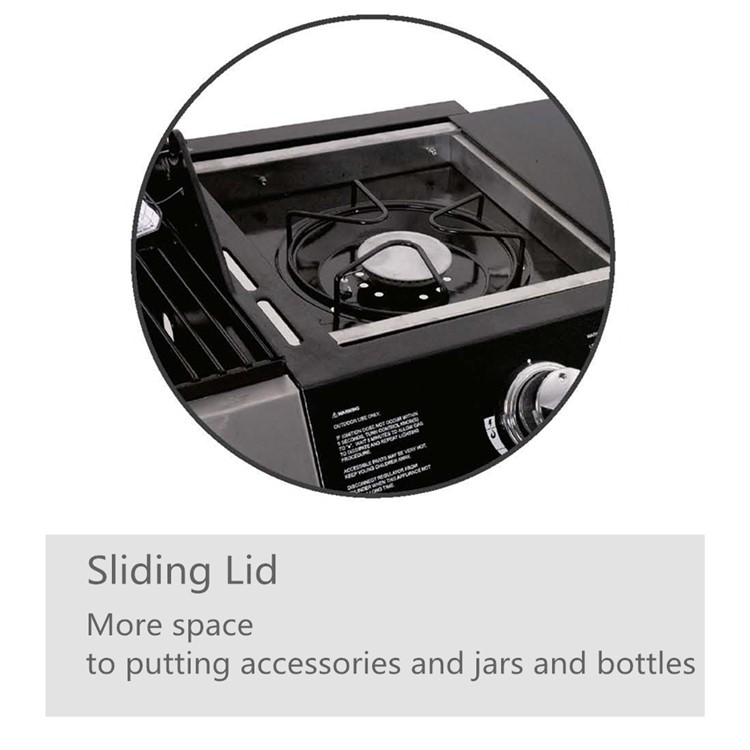 48,000 BTU 4+1 Burners Patio Garden Stainless Steel Barbecue Grill BBQ Gas Grill with a Side Burner and a Side Table-6