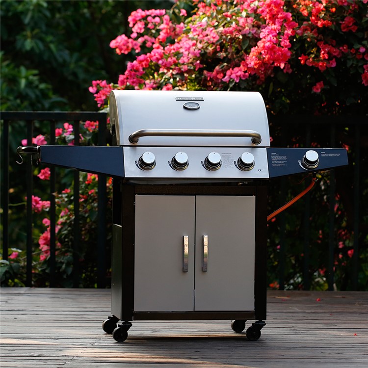 48,000 BTU 4+1 Burners Patio Garden Stainless Steel Barbecue Grill BBQ Gas Grill with a Side Burner and a Side Table-8