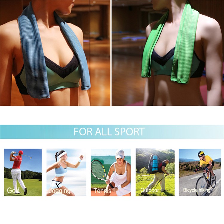 Cooling Towel Ice Scarf Chilly Pad for Yoga Golf Gym Running Climbing, Size: 31 x 100cm - Grey-7