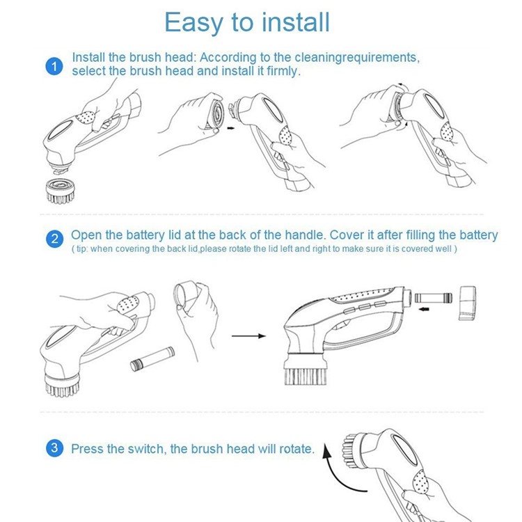 Handheld Cordless Electric Tile Scrubber Household Spin Scrubber for Bathroom and Kitchen - EU Plug-3