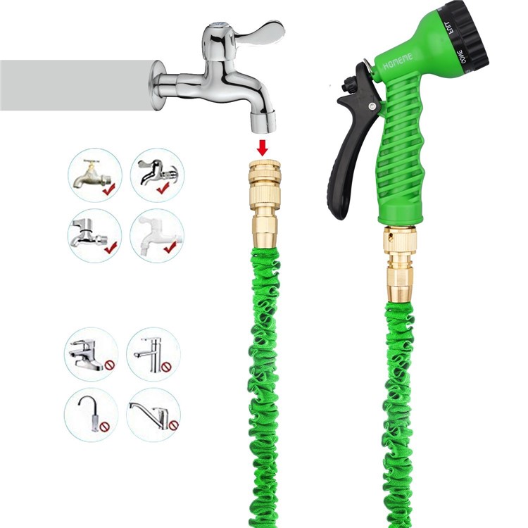 150FT 7 Watering Patterns Expandable Garden Hose High Pressure Water Hose for Watering Plant, Washing Cars - Green-5