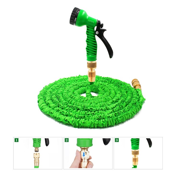 150FT 7 Watering Patterns Expandable Garden Hose High Pressure Water Hose for Watering Plant, Washing Cars - Green-7