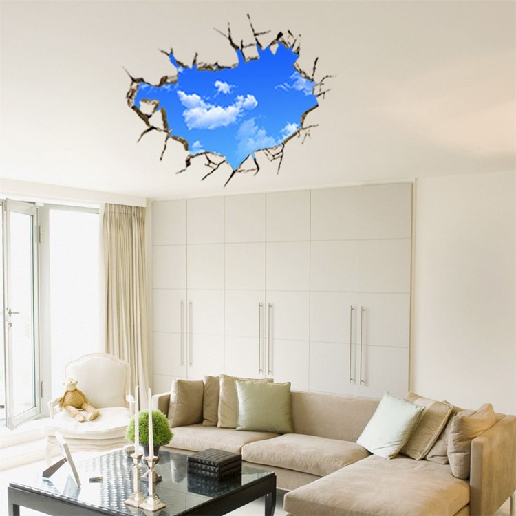 Creative 3D Blue sky and White Cloud Wall Stickers Home Decor-10