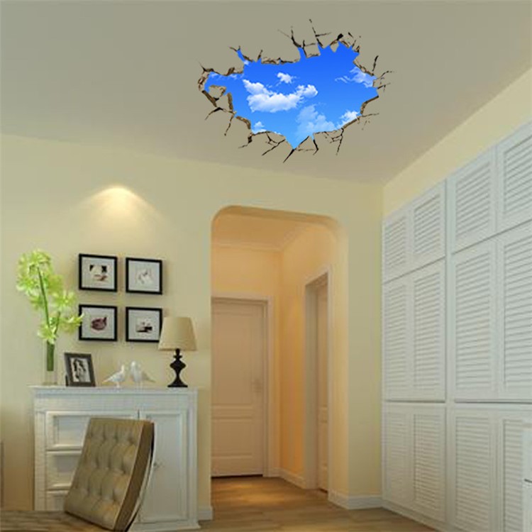 Creative 3D Blue sky and White Cloud Wall Stickers Home Decor-3
