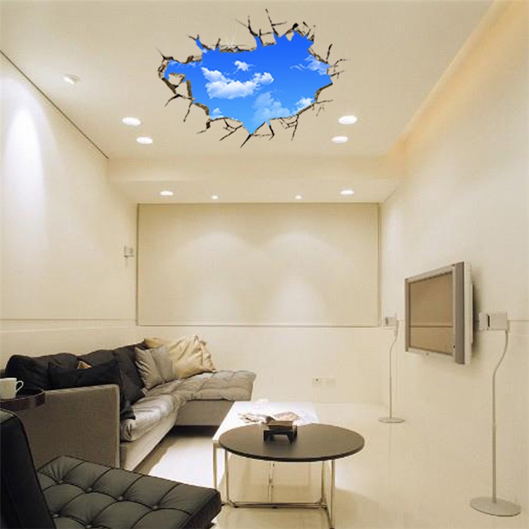 Creative 3D Blue sky and White Cloud Wall Stickers Home Decor-4