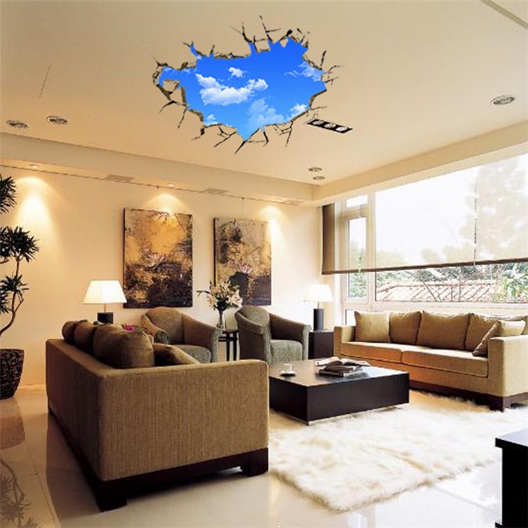 Creative 3D Blue sky and White Cloud Wall Stickers Home Decor-5