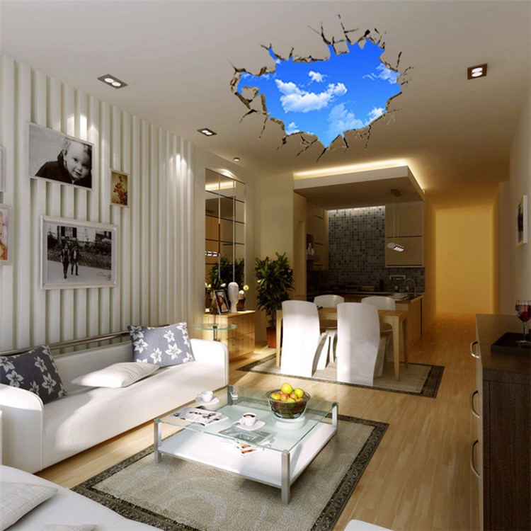 Creative 3D Blue sky and White Cloud Wall Stickers Home Decor-8