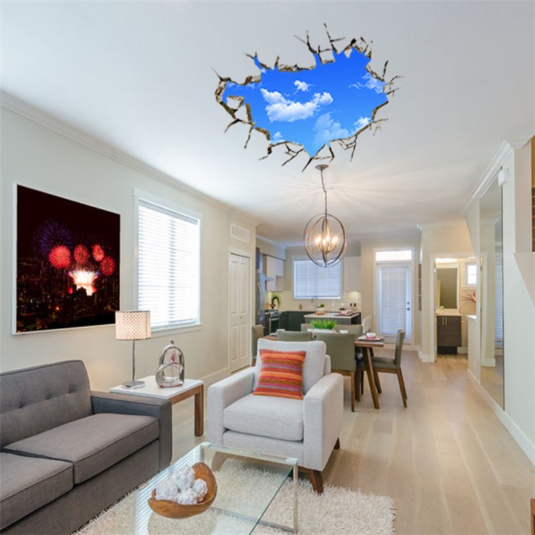 Creative 3D Blue sky and White Cloud Wall Stickers Home Decor-9