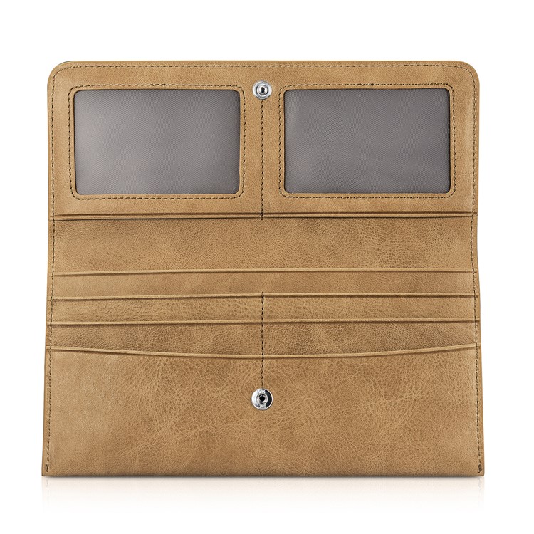 Funda De Cuero Genuina Billetera ICARER Para IPhone 8 Plus / 7 Plus / 7 Etc. - Caqui-4