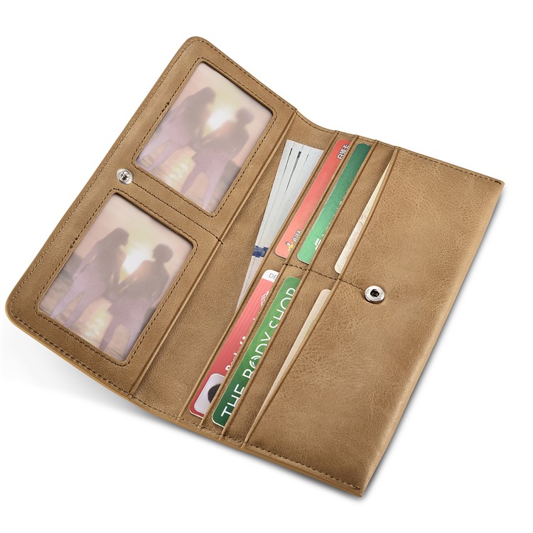 Funda De Cuero Genuina Billetera ICARER Para IPhone 8 Plus / 7 Plus / 7 Etc. - Caqui-6