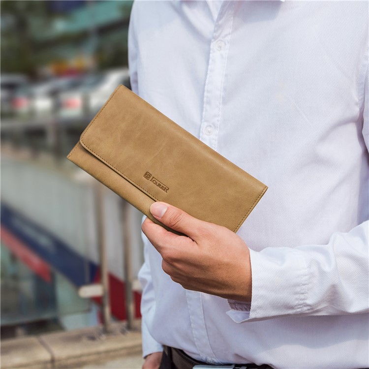 Funda De Cuero Genuina Billetera ICARER Para IPhone 8 Plus / 7 Plus / 7 Etc. - Caqui-8