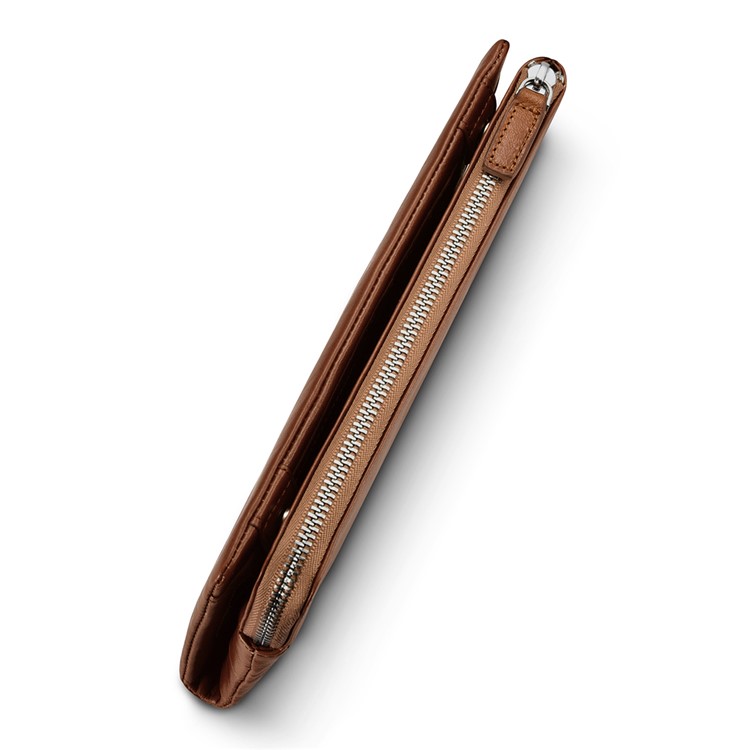 ICARER Universal Genuine Leather Zipper Pouch Long Purse with 13 Card Slots for iPhone 7 Plus etc. Size: 19 x 9.5 x 1.8cm - Coffee-8