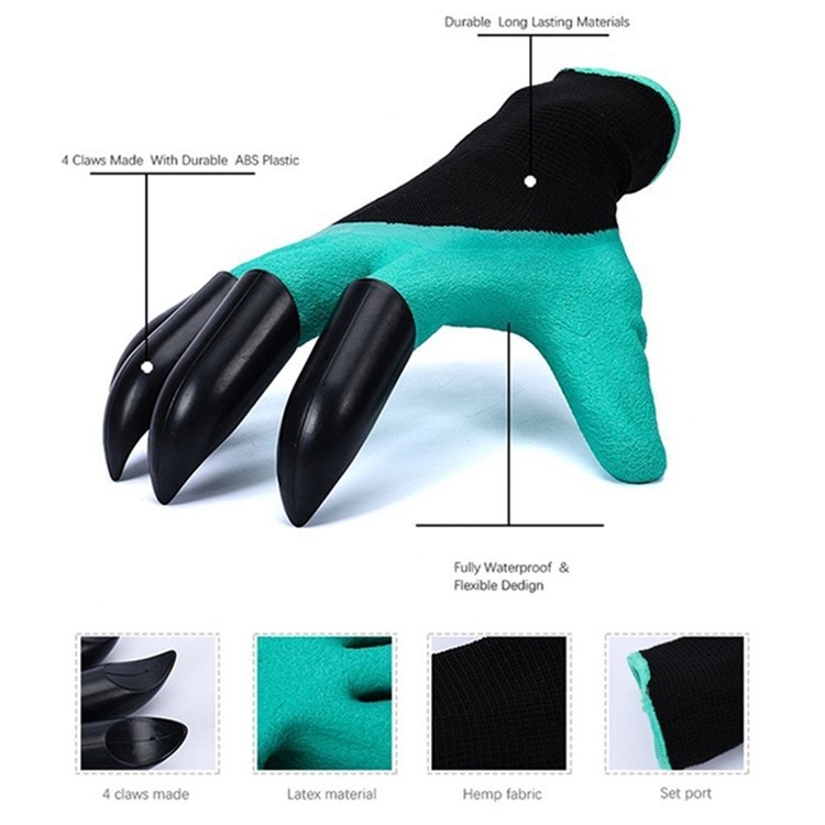 1 Pair Safe Garden Genie Gloves for Digging & Planting (4 Finger Claws on ONE Hand ONLY)-5