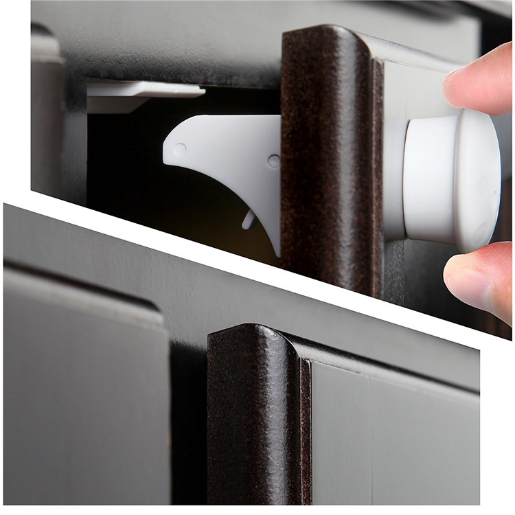 Self Sticking Magnetic Locking System Magnetic Cabinet Locks Set for Cabinets & Drawers-10