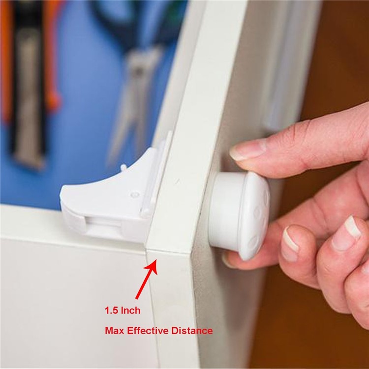 Self Sticking Magnetic Locking System Magnetic Cabinet Locks Set for Cabinets & Drawers-2
