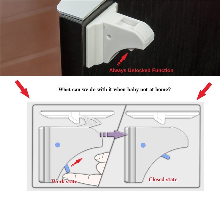 Self Sticking Magnetic Locking System Magnetic Cabinet Locks Set for Cabinets & Drawers-3