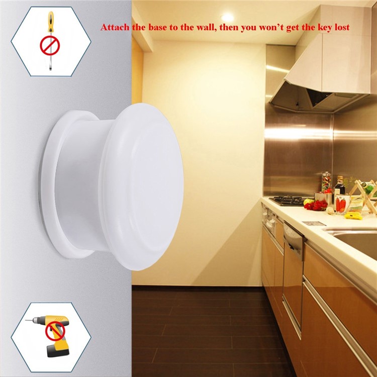 Self Sticking Magnetic Locking System Magnetic Cabinet Locks Set for Cabinets & Drawers-4
