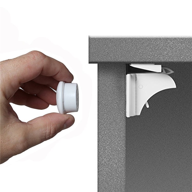 Self Sticking Magnetic Locking System Magnetic Cabinet Locks Set for Cabinets & Drawers-5