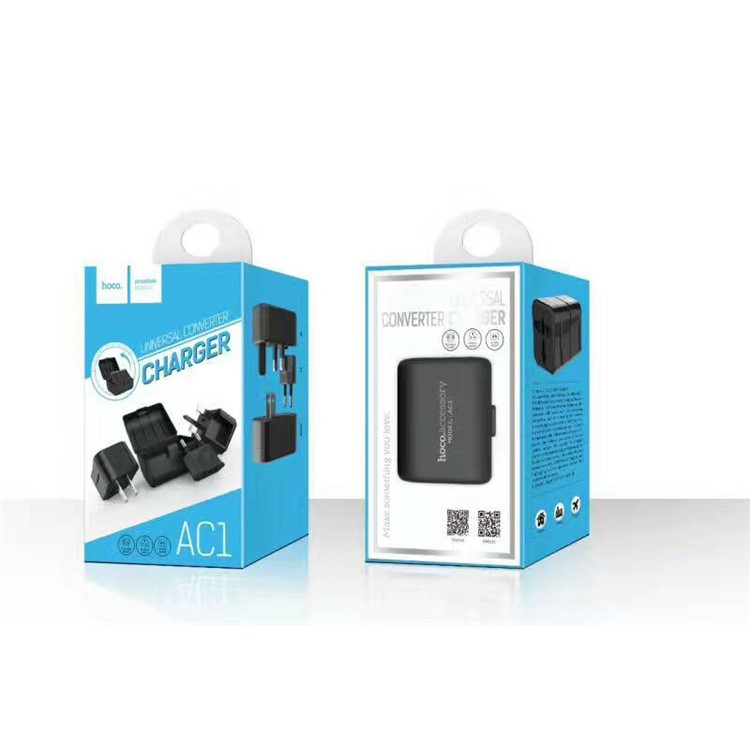 HOCO AC1 Universal World Wide Travel Charger Adapter Plug Travel Power Socket Converter - Black-5