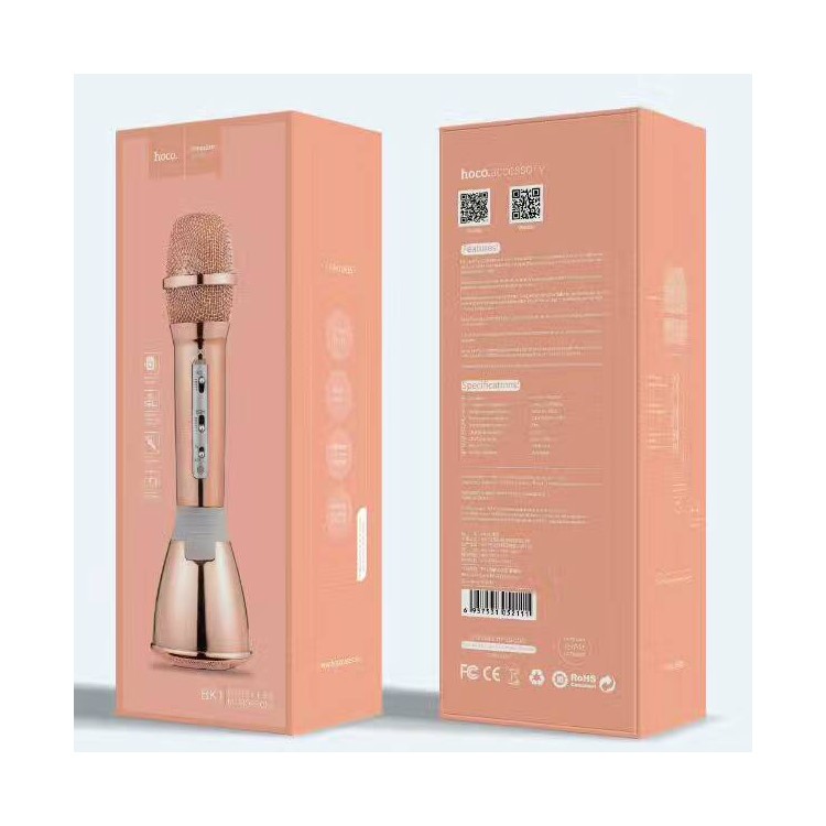 HOCO BK1 Cool Bar KTV Microphone Reverb effect Bluetooth Wireless Microphone for Karaoke - Rose Gold-3