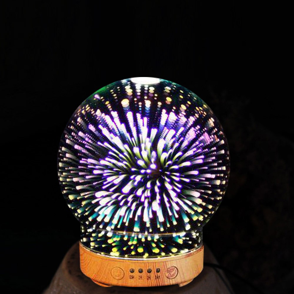 100ML Round Shape Ultrasonic Essential Oil Diffuser with 3D Effect 16 LED Color Changing Night Light - EU Plug-3