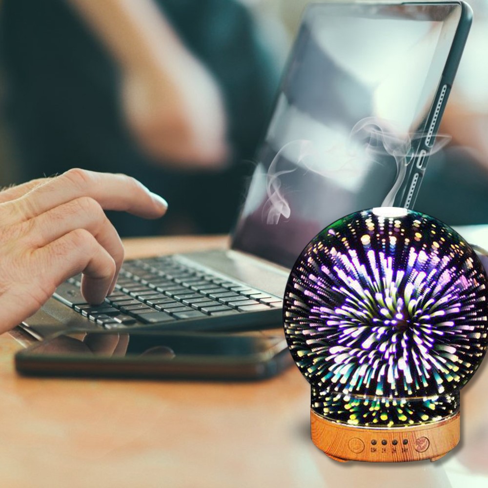 100ML Round Shape Ultrasonic Essential Oil Diffuser with 3D Effect 16 LED Color Changing Night Light - EU Plug-5