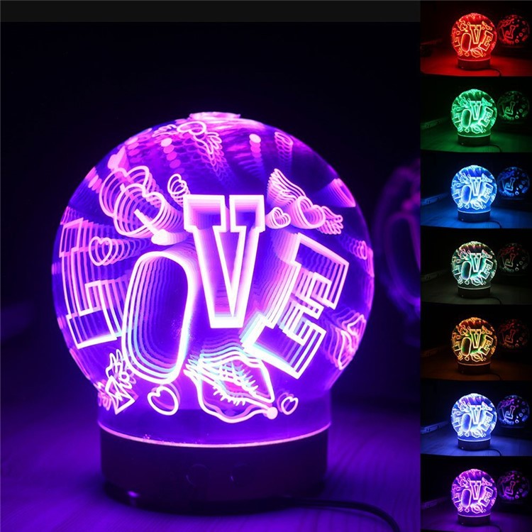 100ml LOVE Pattern Ultrasonic Cool Mist Humidifier with 3D Effect and 16 LED Night Light Color Changing Lamp - EU Plug-1