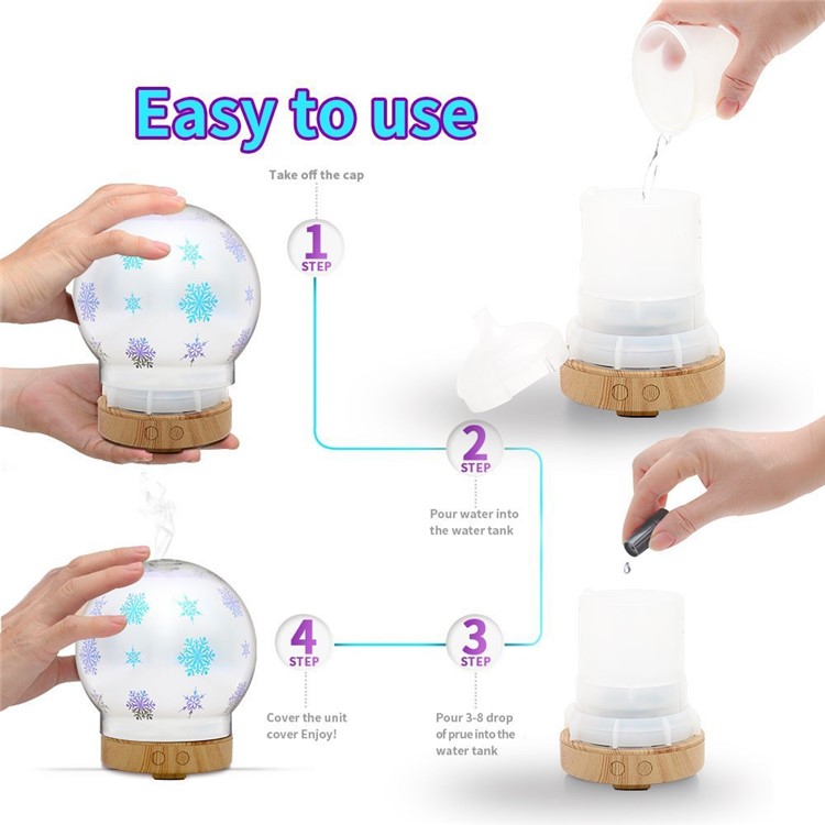 100ml LOVE Pattern Ultrasonic Cool Mist Humidifier with 3D Effect and 16 LED Night Light Color Changing Lamp - EU Plug-2