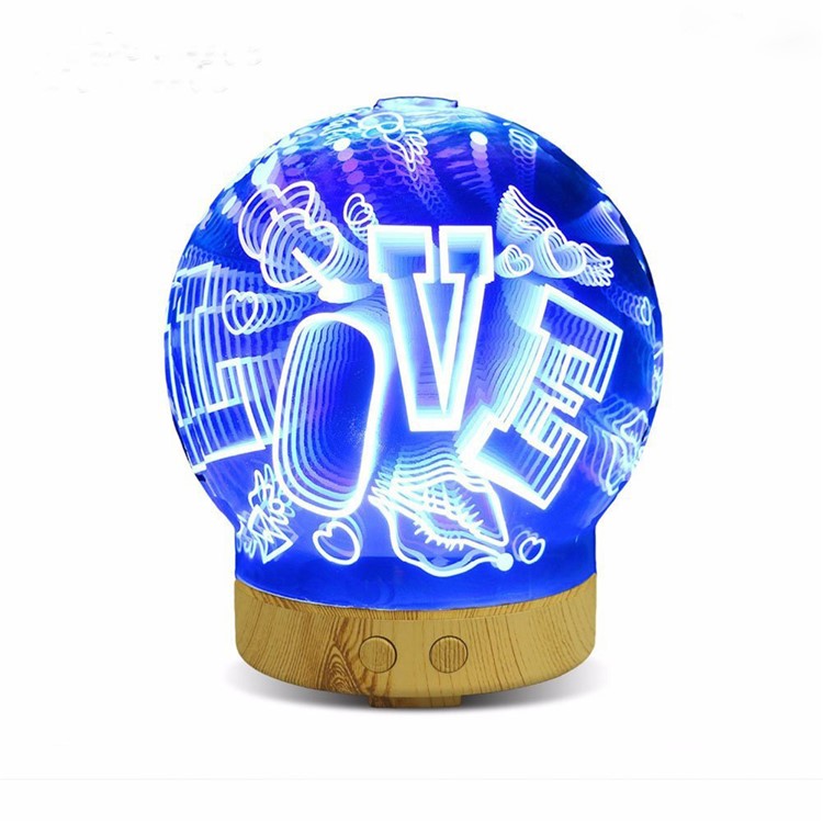 100ml LOVE Pattern Ultrasonic Cool Mist Humidifier with 3D Effect and 16 LED Night Light Color Changing Lamp - EU Plug-4