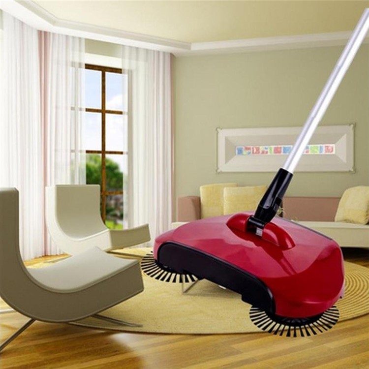 360 Degree Rotary Home Use Magic Manual Telescopic Floor Dust Sweeper Besom Broom - Red-1
