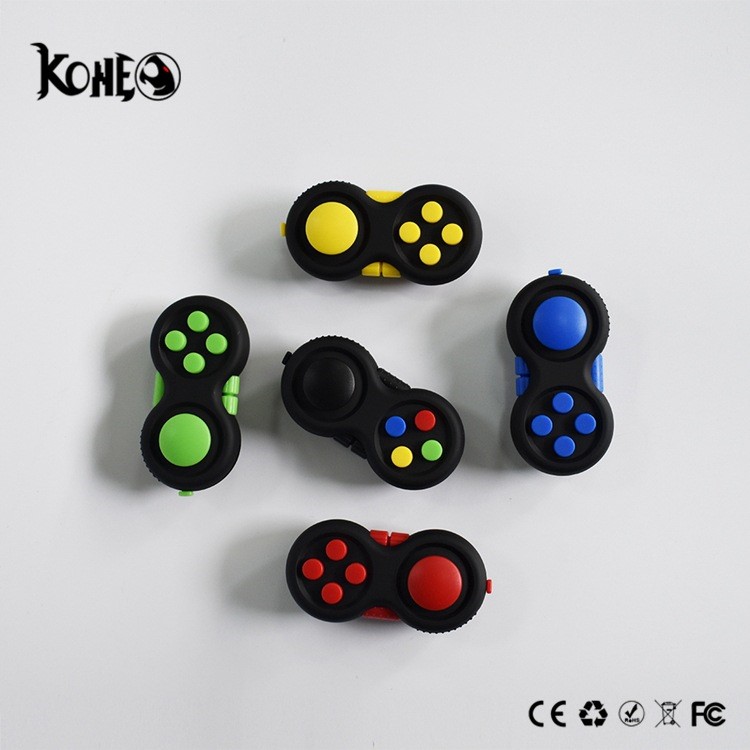 Fidget Pad Hand Shank Fidget Cube Anxiety Stress Reliever Fidget Anti-Irritability Toy - Black + Multi-color-2