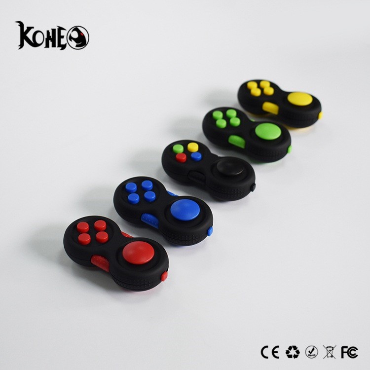 Fidget Pad Hand Shank Fidget Cube Anxiety Stress Reliever Fidget Anti-Irritability Toy - Black + Multi-color-3