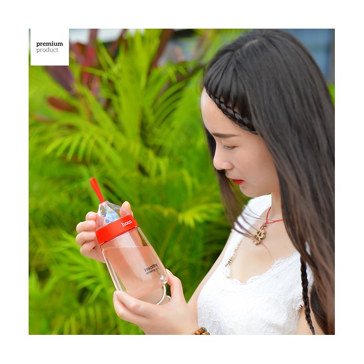 400ml HOCO CP5 Bird Decor Food Grade Portable Space Water Bottle - Red-3
