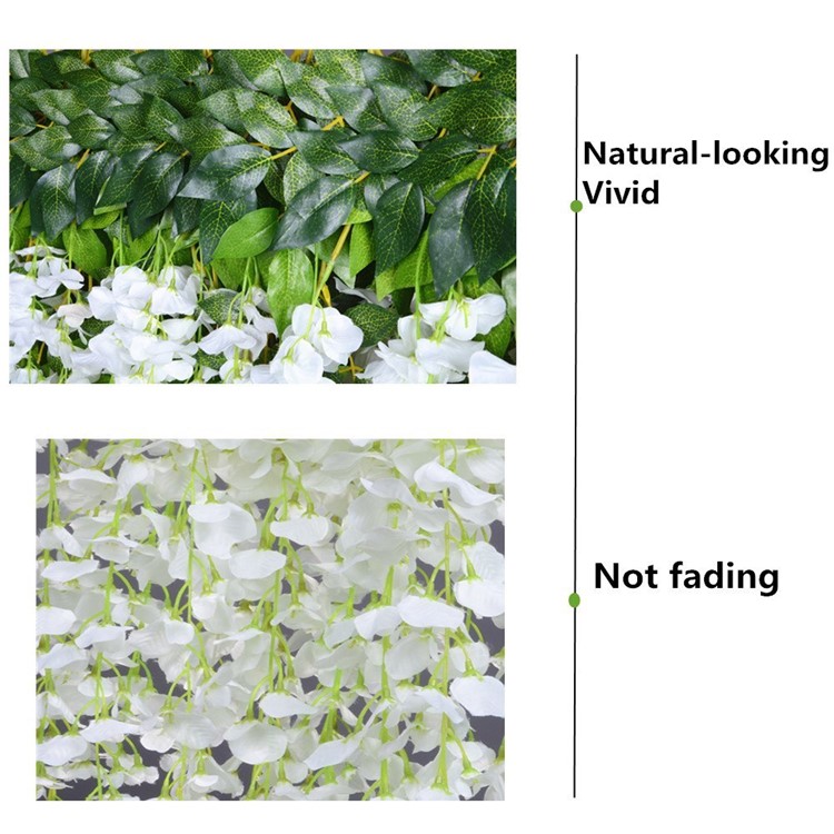 12 Pack One Set Artificial Wisteria Vine Silk Hanging Flower Wedding Festival Décor - Blanc-3