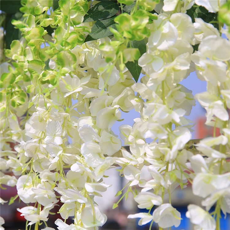 12 Pack One Set Artificial Wisteria Vine Silk Hanging Flower Wedding Festival Décor - Blanc-5
