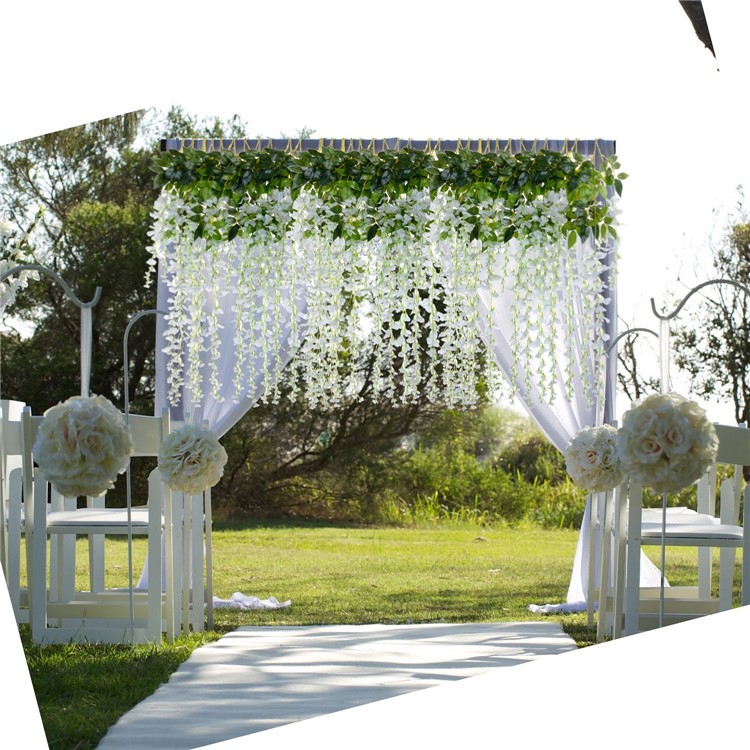 12 Pack One Set Artificial Wisteria Vine Silk Hanging Flower Wedding 12 Pack One Set Artificial Wisteria Vine Silk Hanging Flower Wedding Festival Decor White