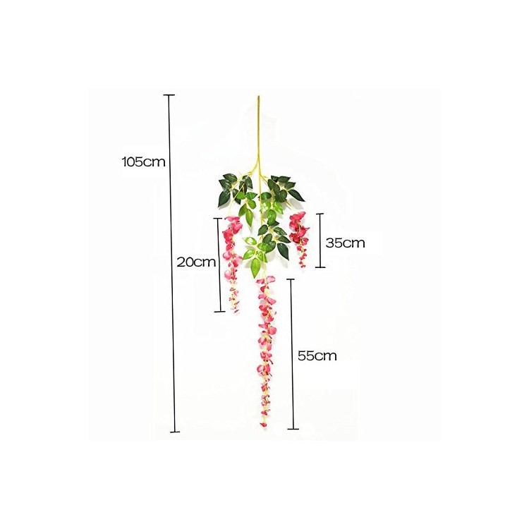 12 Pack One Piece Artificial Wisteria Vine Silk Hanging Flower Wedding Festival Decor - Pink-8