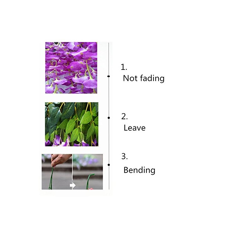 Buy 12Piece Fake Artificial Wisteria Vine Ratta Silk Flowers for