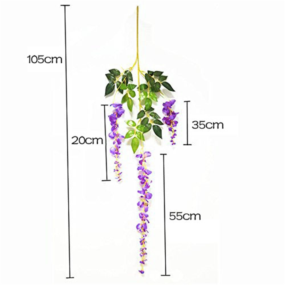 Seda Artificial Wisteria Vid Ratta Seda Colgante Decoración De La Boda De La Flor 12 Unidades - Púrpura-5