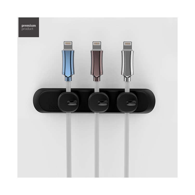 HOCO PH3 Mad Shark Magnetic Cable Clips USB Cord Holder Wire Organizer - Black-1