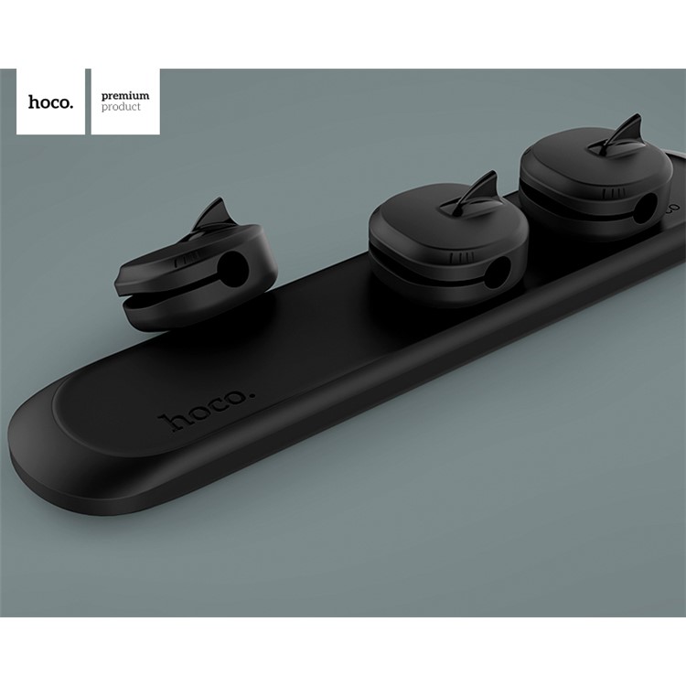 HOCO PH3 Mad Shark Magnetic Cable Clips USB Cord Holder Wire Organizer - Black-3