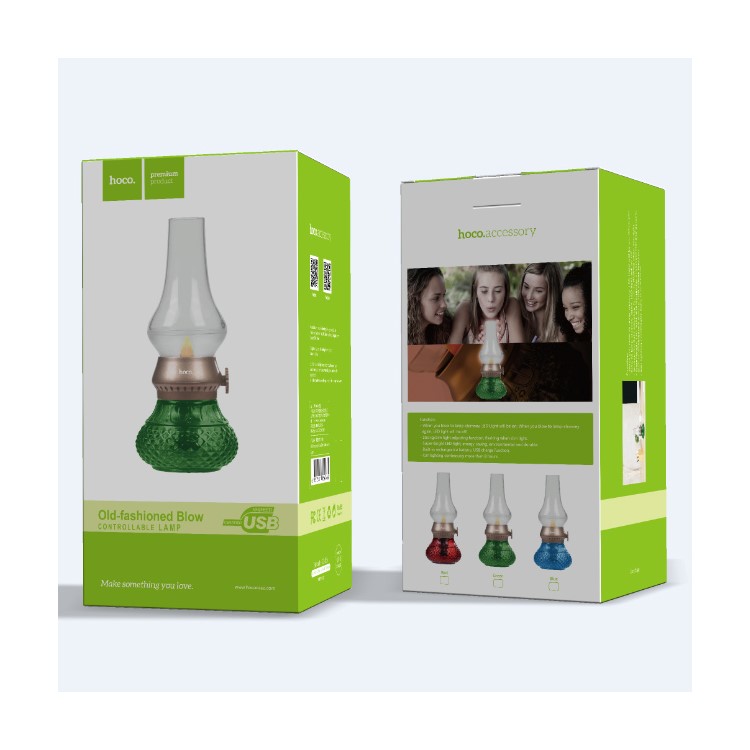 HOCO Vintage Style Kerosene Lamp Shape Blow Controllable LED Lamp - Red-3