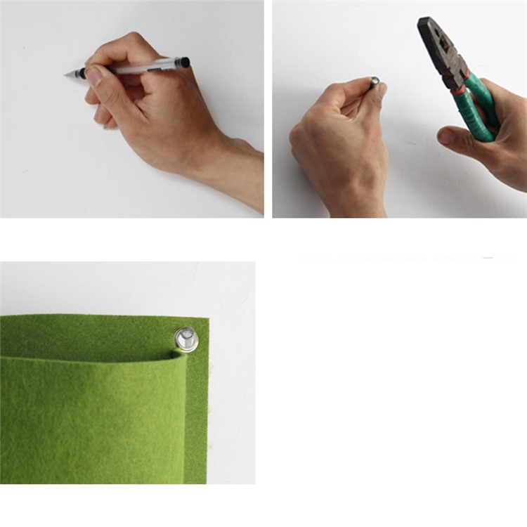 9 Pockets Vertical Wall Mount Garden Planter Grow Container Bags Living Felt Wall Hanging Planter - Green-10