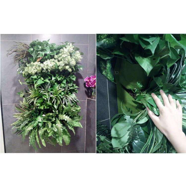 9 Pockets Vertical Wall Mount Garden Planter Grow Container Bags Living Felt Wall Hanging Planter - Green-7