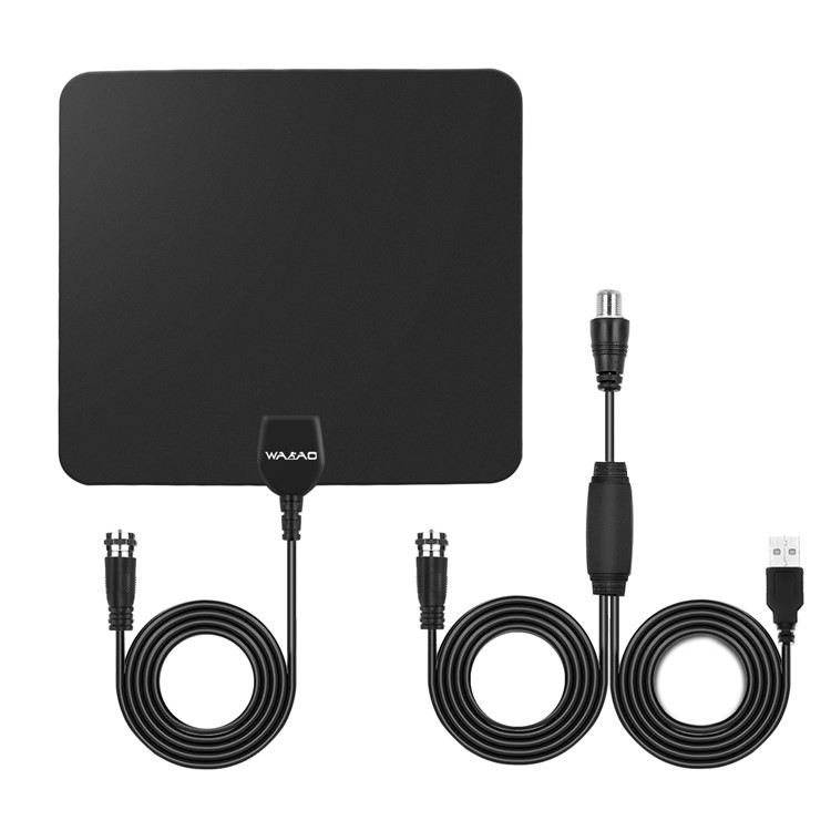 Indoor HD Digital TV Antenna with 50 Miles Long Range Amplifier HDTV Signal Booster 10ft Coax Cable - Black-1