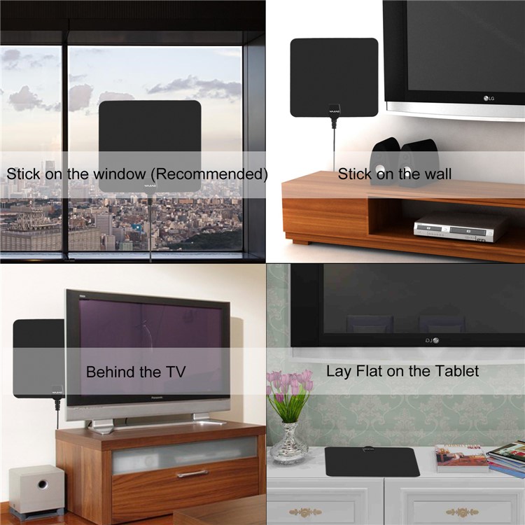 Indoor HD Digital TV Antenna with 50 Miles Long Range Amplifier HDTV Signal Booster 10ft Coax Cable - Black-7