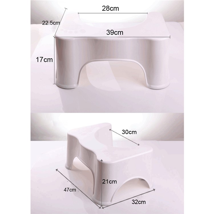 Bathroom Toilet Stool Ergonomic Step Squatting Stool Fits All Toilets - White-3