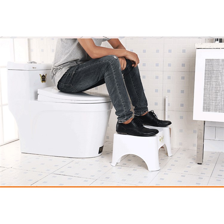 Bathroom Toilet Stool Ergonomic Step Squatting Stool Fits All Toilets - White-4