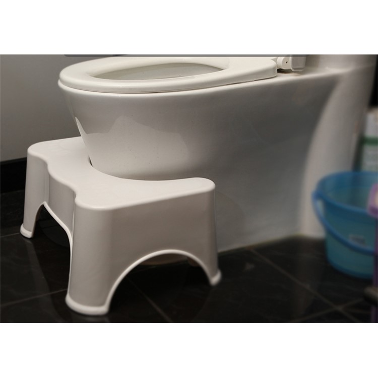 Bathroom Toilet Stool Ergonomic Step Squatting Stool Fits All Toilets - White-8